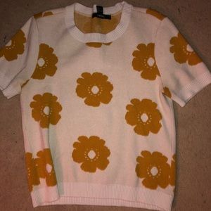 Forever 21 Cropped Flower Sweater